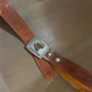 Vintage Remington belt Buckle with Brown Leather Belt Sz 42